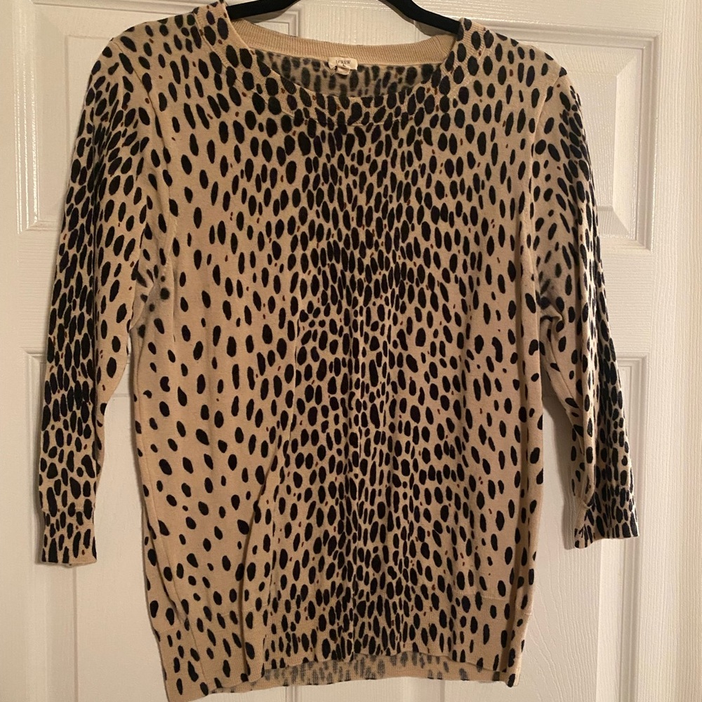 J Crew Leopard Crew Neck Sweater